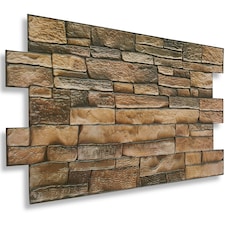 NOVECRAFTO 3D Wall Panels – 6 PVC Sheets, Covers 2.76 sqm (29.76 sq ft), 96x48cm Each – Rustic Tan Brickwork Effect Cladding, Moisture Resistant
