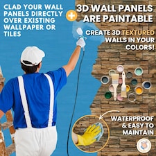 NOVECRAFTO 3D Wall Panels – 6 PVC Sheets, Covers 2.76 sqm (29.76 sq ft), 96x48cm Each – Rustic Tan Brickwork Effect Cladding, Moisture Resistant thumbnail 4