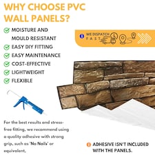 NOVECRAFTO 3D Wall Panels – 6 PVC Sheets, Covers 2.76 sqm (29.76 sq ft), 96x48cm Each – Rustic Tan Brickwork Effect Cladding, Moisture Resistant thumbnail 5