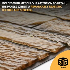 NOVECRAFTO 3D Wall Panels – 6 PVC Sheets, Covers 2.76 sqm (29.76 sq ft), 96x48cm Each – Rustic Tan Brickwork Effect Cladding, Moisture Resistant thumbnail 6