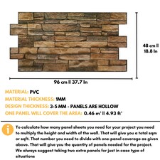 NOVECRAFTO 3D Wall Panels – 6 PVC Sheets, Covers 2.76 sqm (29.76 sq ft), 96x48cm Each – Rustic Tan Brickwork Effect Cladding, Moisture Resistant thumbnail 7