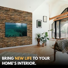 NOVECRAFTO 3D Wall Panels – 6 PVC Sheets, Covers 2.76 sqm (29.76 sq ft), 96x48cm Each – Rustic Tan Brickwork Effect Cladding, Moisture Resistant thumbnail 8