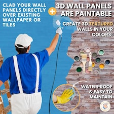 NOVECRAFTO 3D Stone Brick Wall Panels – 6 PVC Sheets, Covers 2.76 sqm (29.76 sq ft), 96x48cm Each – Rose Marble Slim Brick Effect Cladding for Any Room thumbnail 2