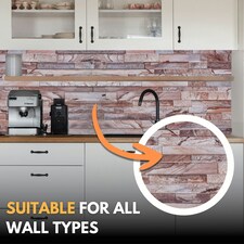 NOVECRAFTO 3D Stone Brick Wall Panels – 6 PVC Sheets, Covers 2.76 sqm (29.76 sq ft), 96x48cm Each – Rose Marble Slim Brick Effect Cladding for Any Room thumbnail 3