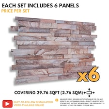 NOVECRAFTO 3D Stone Brick Wall Panels – 6 PVC Sheets, Covers 2.76 sqm (29.76 sq ft), 96x48cm Each – Rose Marble Slim Brick Effect Cladding for Any Room thumbnail 6