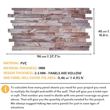 NOVECRAFTO 3D Stone Brick Wall Panels – 6 PVC Sheets, Covers 2.76 sqm (29.76 sq ft), 96x48cm Each – Rose Marble Slim Brick Effect Cladding for Any Room thumbnail 9