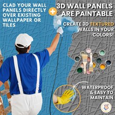 NOVECRAFTO Geometric 3D Wall Panels – 6 Sheets Covering 1.5 sqm (16.15 sqft) – Decorative PVC Panels 50x50cm – Modern Geometric Line Design Grey thumbnail 4