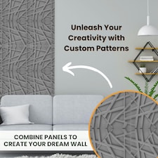 NOVECRAFTO Geometric 3D Wall Panels – 6 Sheets Covering 1.5 sqm (16.15 sqft) – Decorative PVC Panels 50x50cm – Modern Geometric Line Design Grey thumbnail 5