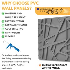 NOVECRAFTO Geometric 3D Wall Panels – 6 Sheets Covering 1.5 sqm (16.15 sqft) – Decorative PVC Panels 50x50cm – Modern Geometric Line Design Grey thumbnail 9