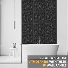 NOVECRAFTO Diamond Effect 3D Wall Panels – 6 Sheets Covering 1.5 sqm (16.15 sqft) – Matte Interior PVC Cladding Tiles – 19.6"x19.6" Diamond Design Black thumbnail 10