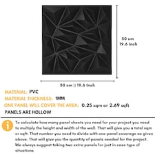 NOVECRAFTO Diamond Effect 3D Wall Panels – 6 Sheets Covering 1.5 sqm (16.15 sqft) – Matte Interior PVC Cladding Tiles – 19.6"x19.6" Diamond Design Black thumbnail 3