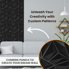 NOVECRAFTO Diamond Effect 3D Wall Panels – 6 Sheets Covering 1.5 sqm (16.15 sqft) – Matte Interior PVC Cladding Tiles – 19.6"x19.6" Diamond Design Black thumbnail 5