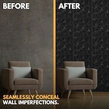 NOVECRAFTO Diamond Effect 3D Wall Panels – 6 Sheets Covering 1.5 sqm (16.15 sqft) – Matte Interior PVC Cladding Tiles – 19.6"x19.6" Diamond Design Black thumbnail 6