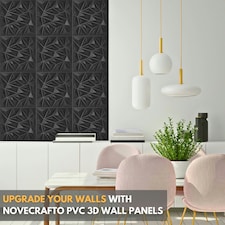 NOVECRAFTO Diamond Effect 3D Wall Panels – 6 Sheets Covering 1.5 sqm (16.15 sqft) – Matte Interior PVC Cladding Tiles – 19.6"x19.6" Diamond Design Black thumbnail 7