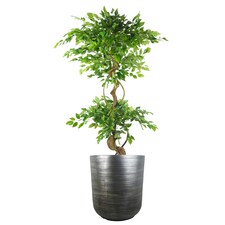 47cm x 41cm Coya Silver Ridged Planter Extra Large Composite Plant Pot thumbnail 2