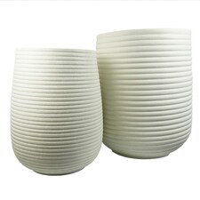 41cm x 30cm Mikos Large Ridged Composite Planter - Stone Colour thumbnail 4