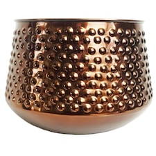 18cm Antique Copper Metal Planter by Leaf