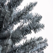 Artificial Flocked Slim Christmas Frosty Green Pencil Tree Home Decorations with Pointed Tips and Metal Stand | Green | Green | 7ft thumbnail 5