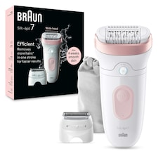 Braun Silk-épil 7, Epilator For Easy Hair Removal, Lasting Smooth Skin, 7-030, White/Flamingo