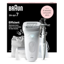 Braun Silk-épil 7, Epilator For Easy Hair Removal, Lasting Smooth Skin, 7-241, White/Silver