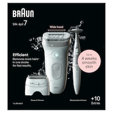 Braun Silk-épil 7, Epilator For Easy Hair Removal, Lasting Smooth Skin, 7-241, White/Silver thumbnail 2