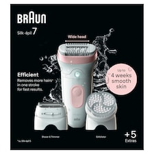 Braun Silk-épil 7, Epilator For Easy Hair Removal, Lasting Smooth Skin, 7-060, White/Flamingo thumbnail 2
