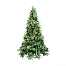 7FT Californian Boulder Bushy Look Luxurious Forest Green Artificial Christmas Tree Pine Cones Hinged Branches | Green | Green | 7ft