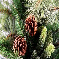 7FT Californian Boulder Bushy Look Luxurious Forest Green Artificial Christmas Tree Pine Cones Hinged Branches | Green | Green | 7ft thumbnail 7