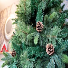 7FT Californian Boulder Bushy Look Luxurious Forest Green Artificial Christmas Tree Pine Cones Hinged Branches | Green | Green | 7ft thumbnail 9