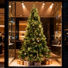 6FT Californian Boulder Bushy Look Luxurious Forest Green Artificial Christmas Tree Pine Cones Hinged Branches | Green | Green thumbnail 6