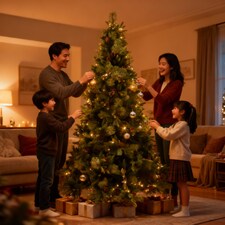 6FT Californian Boulder Bushy Look Luxurious Forest Green Artificial Christmas Tree Pine Cones Hinged Branches | Green | Green thumbnail 7