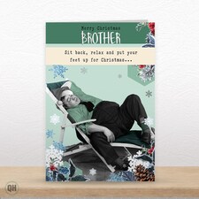 Sit Back, Put Your Feet Up For Christmas... - Funny Brother Christmas Card thumbnail 2
