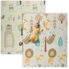 AIYAPLAY Baby Play Mat, Double Sided Crawling Mat, Animal Theme