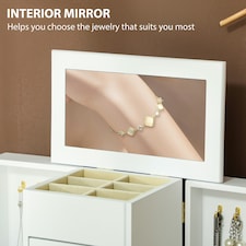 HOMCOM 4-Tier Large Jewellery Box with Mirror and 2 Drawers, White thumbnail 4
