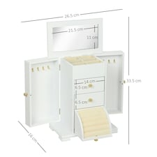 HOMCOM 4-Tier Large Jewellery Box with Mirror and 2 Drawers, White thumbnail 7