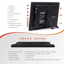 10 Inch Portable Freeview TV & Multimedia Player, USB PVR Recording, EPG, Subtitles - Battery or Mains Powered - August DA100D thumbnail 8