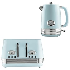 Denver Retro Kettle & 4-Slice Toaster Set 1.5L 3000W | Blue | Sky Blue | 4-slice