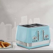 Denver Retro Kettle & 4-Slice Toaster Set 1.5L 3000W | Blue | Sky Blue | 4-slice thumbnail 6