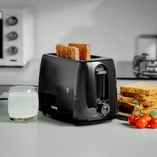 GEEPAS 650W 2 Slice Bread Toaster & 2200W Illuminating Electric Kettle Combo Set,Black thumbnail 2