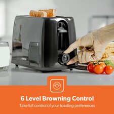 GEEPAS 650W 2 Slice Bread Toaster & 2200W Illuminating Electric Kettle Combo Set,Black thumbnail 4