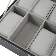 Living and Home Faux Leather Watch Storage Box with 10 Slots | Black thumbnail 3