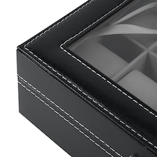 Living and Home Faux Leather Watch Storage Box with 10 Slots | Black thumbnail 4