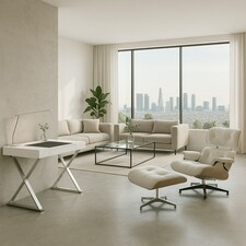 Centurion Supports ADONIS Gloss White and Chrome Ergonomic Home Office Luxury Computer Desk | White | Silver thumbnail 3