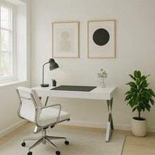 Centurion Supports ADONIS Gloss White and Chrome Ergonomic Home Office Luxury Computer Desk | White | Silver thumbnail 4