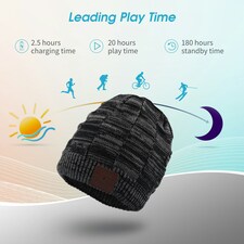 Warm Beanie Hat with Bluetooth Wireless Headphones Integrated - Rechargeable with Built-In Microphone For Hands Free Calls - August EPA25 | Grey thumbnail 5