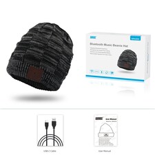 Warm Beanie Hat with Bluetooth Wireless Headphones Integrated - Rechargeable with Built-In Microphone For Hands Free Calls - August EPA25 | Grey thumbnail 7