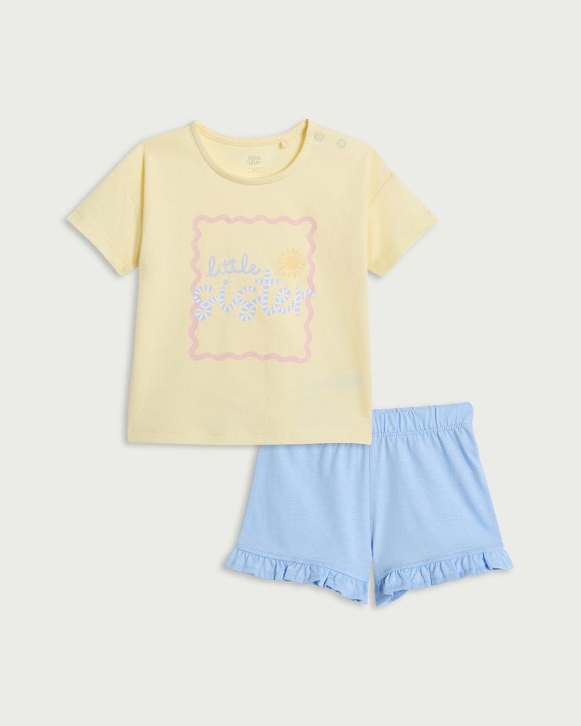 F&F Baby 2-Piece Pure Cotton Little Sister Set in Yellow